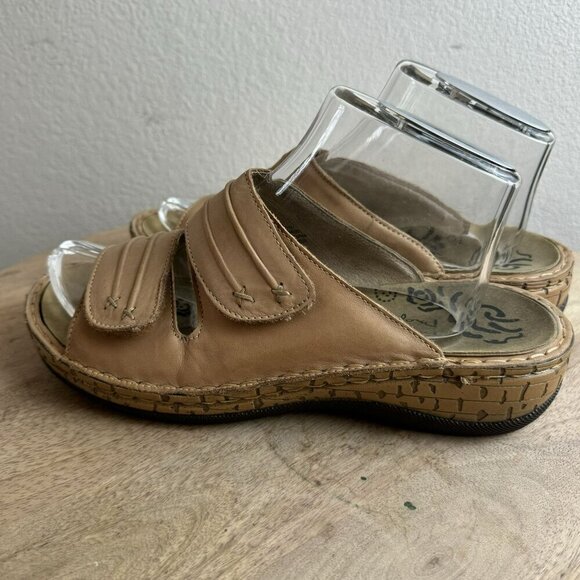 Propet Womens June Tan Leather Slide Sandals Size 8.5 Adjustable Straps Cushione - Picture 6 of 10
